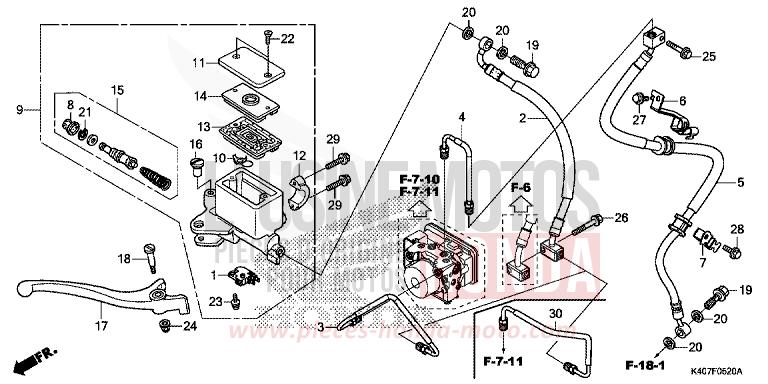 FRONT BRAKE MASTER CYLINDER (ABS) for Forza 125 MAT CARNELIAN RED METALLIC (R384) from 2020